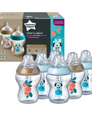 Tommee Tippee Closer to Nature Feeding Bottle, 260ml x 6 -Boy Deco